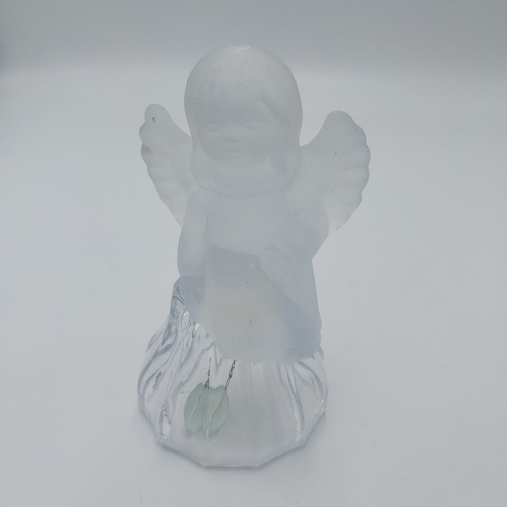 VINTAGE Lead Crystal Frosted Clear Glass Angel‎ Figurine CHRISTMAS XMAS - 5"